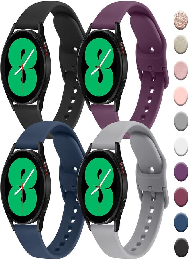 Wanme - 4 PACK Bands Compatible with Samsung Galaxy Watch 4 Band 40mm 44mm, Galaxy Watch 4 Classic Band 42mm 46mm, Galaxy Watch 5 Bands, Galaxy Watch 5 Pro, 20mm Adjustable Silicone Sport Strap Replacement - Image 1