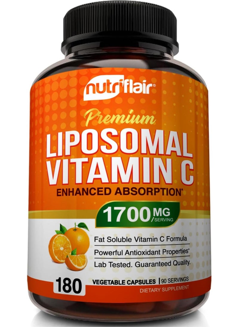 NutriFlair Liposomal Vitamin C, 1700mg - 180 Vegetable Capsules  - Image 1