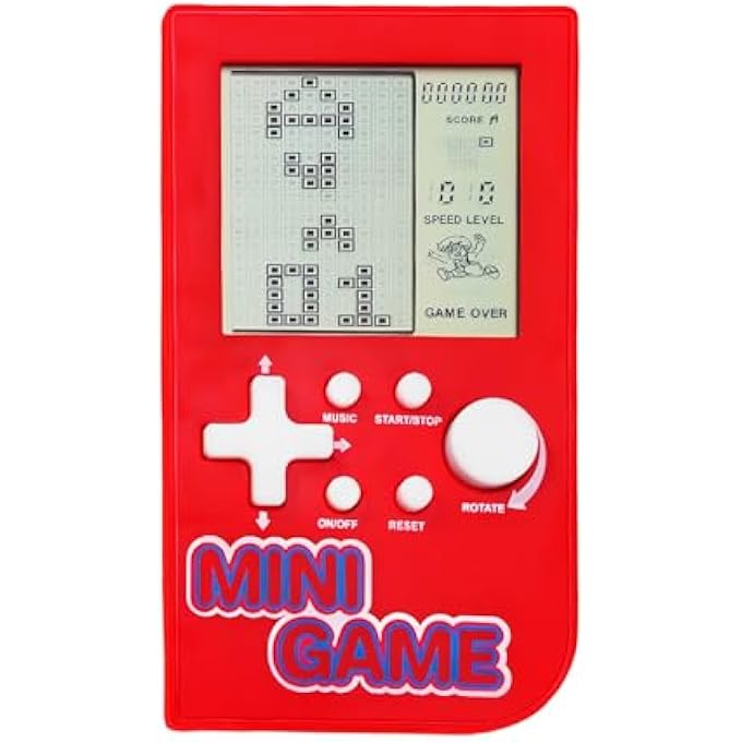 MINI PUZZLE BLOCK GAME CONSOLE 26 RETRO BUILDING BLOCK GAMES HANDHELD GAME CONSOLE LEISURE TRAVEL PORTABLE ELECTRONIC GAMES TOY KIDS/STUDENTS (RED) - Image 1