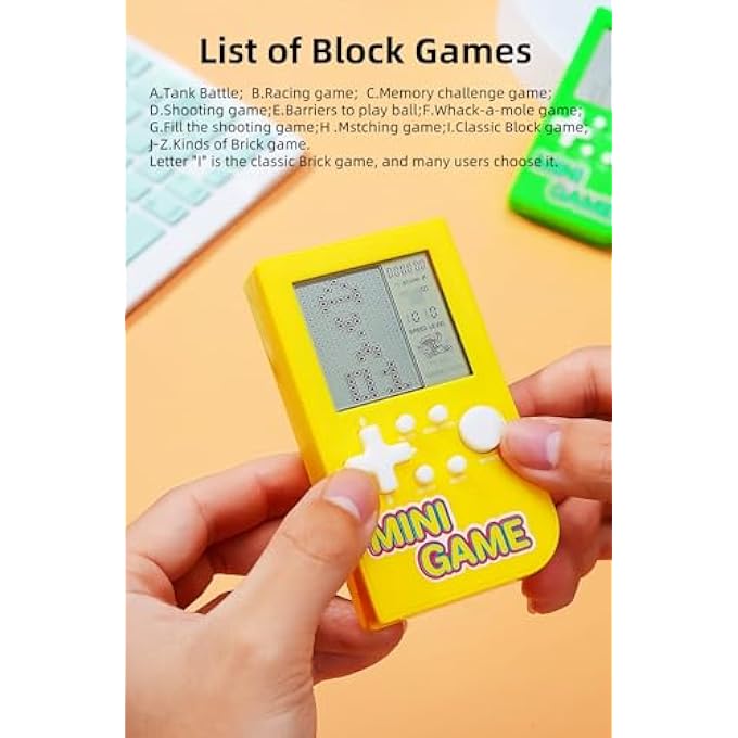 MINI PUZZLE BLOCK GAME CONSOLE 26 RETRO BUILDING BLOCK GAMES HANDHELD GAME CONSOLE LEISURE TRAVEL PORTABLE ELECTRONIC GAMES TOY KIDS/STUDENTS (RED) - Image 5