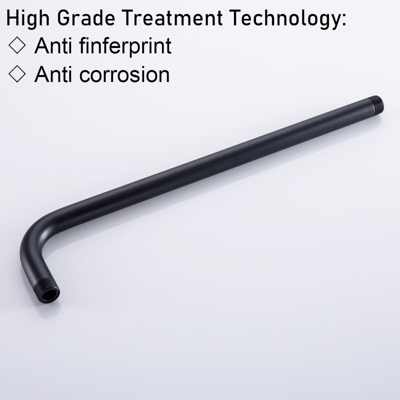 Random 16 Inch Shower Arm with Flange,Stainless Steel 90 Degree Rain Shower Head Extension Arm,Wall-Mounted Shower Head Arm for Fixed Shower Head,Matte Black.RD91018-16MB - Image 4