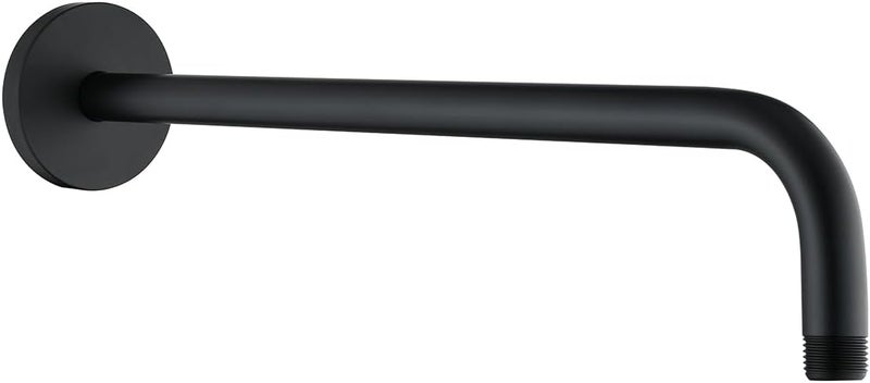 Random 16 Inch Shower Arm with Flange,Stainless Steel 90 Degree Rain Shower Head Extension Arm,Wall-Mounted Shower Head Arm for Fixed Shower Head,Matte Black.RD91018-16MB - Image 1
