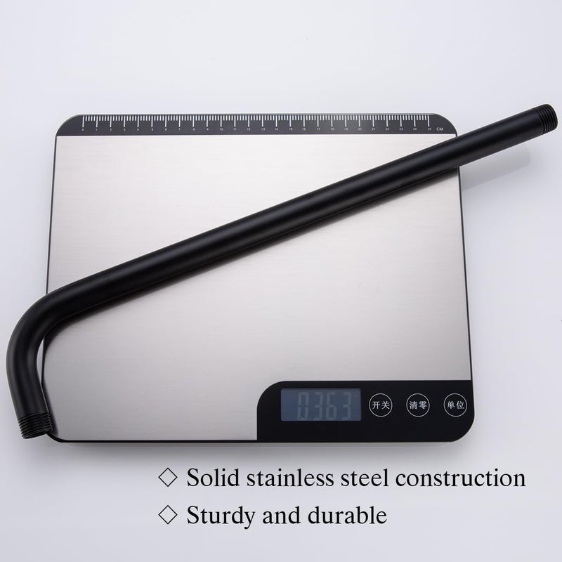 Random 16 Inch Shower Arm with Flange,Stainless Steel 90 Degree Rain Shower Head Extension Arm,Wall-Mounted Shower Head Arm for Fixed Shower Head,Matte Black.RD91018-16MB - Image 5