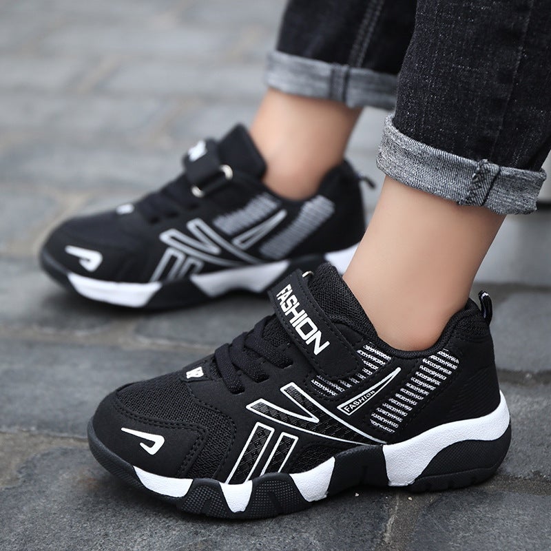 [Manufacturer Direct Sales] Leather Children's Shoes, Boys' Sports Shoes, Waterproof and Non-Slip Mid-Top Walking Shoes for Middle-Aged and Primary School Students - Image 1