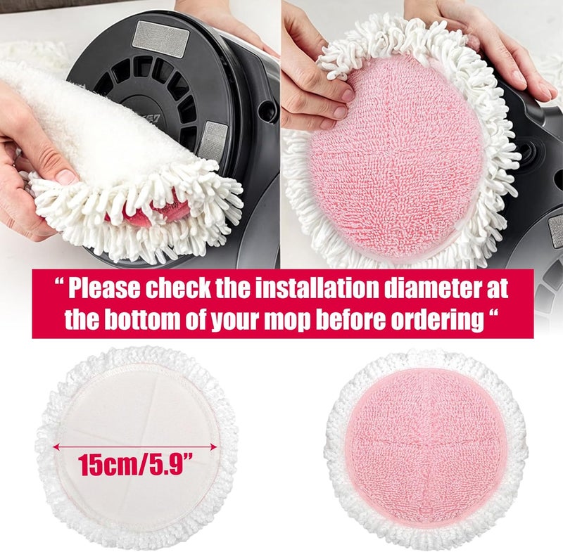 BuleVina 3 Pairs of Mop Pads Replacement for Cordless Electric Mop, Microfiber Mop Cloths, Washable Spinning Cleaning Pads (Pack of 6, Pink) - Image 3