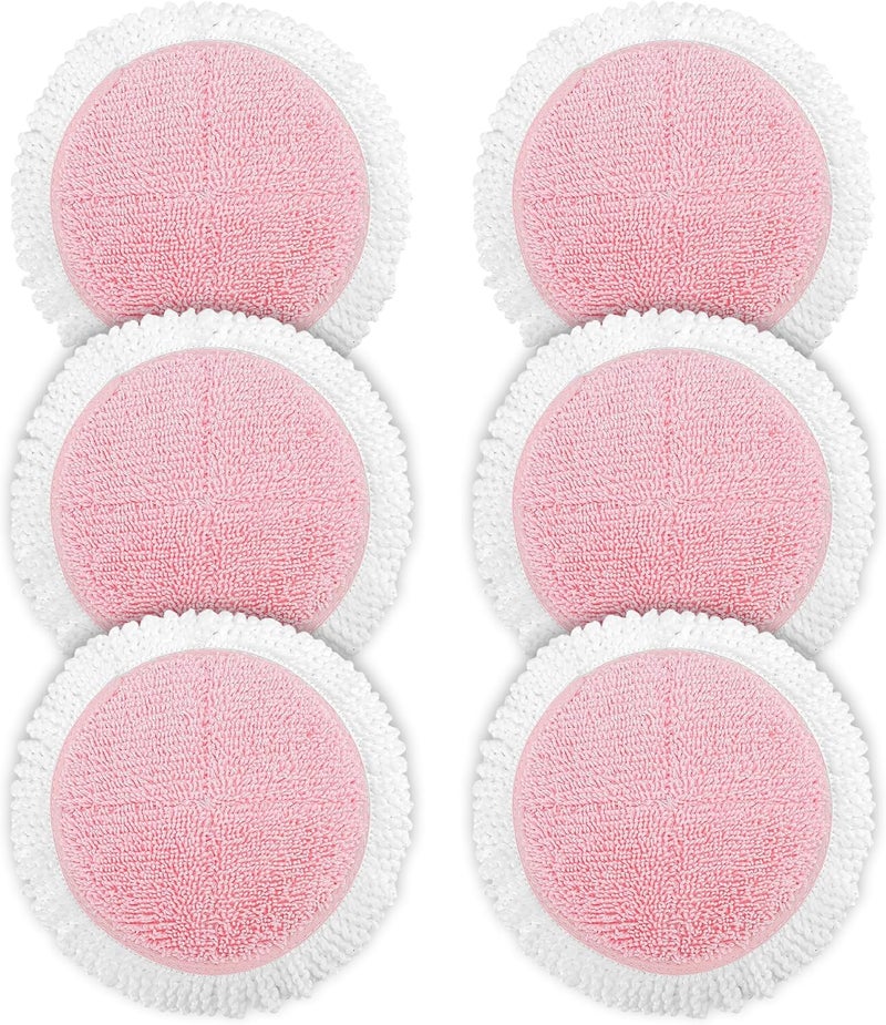 BuleVina 3 Pairs of Mop Pads Replacement for Cordless Electric Mop, Microfiber Mop Cloths, Washable Spinning Cleaning Pads (Pack of 6, Pink) - Image 1