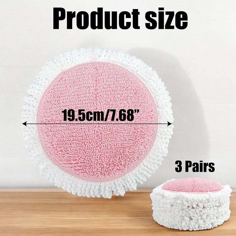 BuleVina 3 Pairs of Mop Pads Replacement for Cordless Electric Mop, Microfiber Mop Cloths, Washable Spinning Cleaning Pads (Pack of 6, Pink) - Image 2