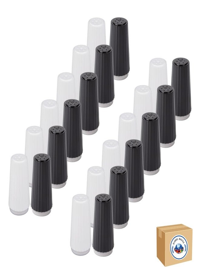 GLOBAL BASICS Disposable Salt and Pepper Shakers by Global Basics (24)- Plastic Shaker Sets for Parties, Restaurants, Picnics, Cookouts - Prefilled Salt and Pepper Shakers with 4oz. Salt, 1.5oz. Pepper - 24-Pack - Image 1