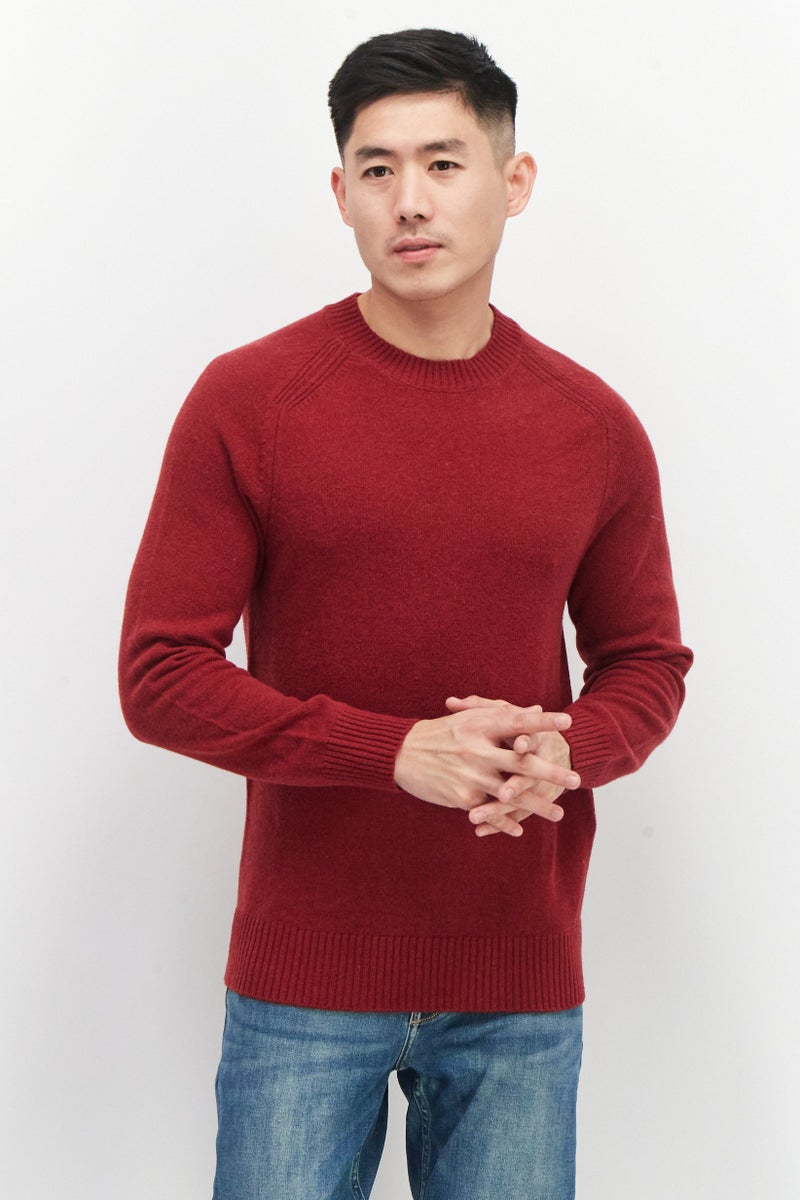 Celio Men Crew Neck Knitted Sweater, Red - Image 1