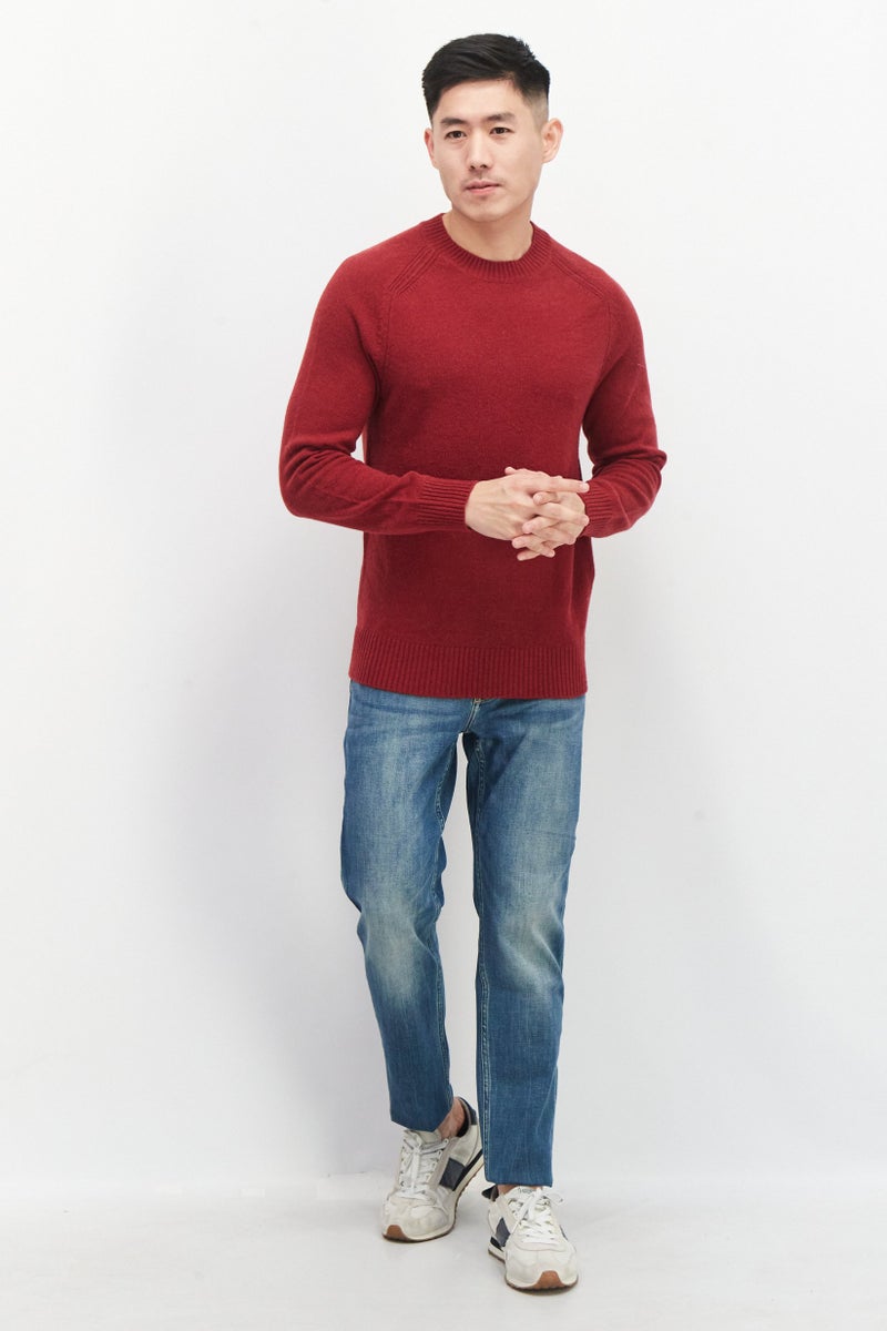 Celio Men Crew Neck Knitted Sweater, Red - Image 3