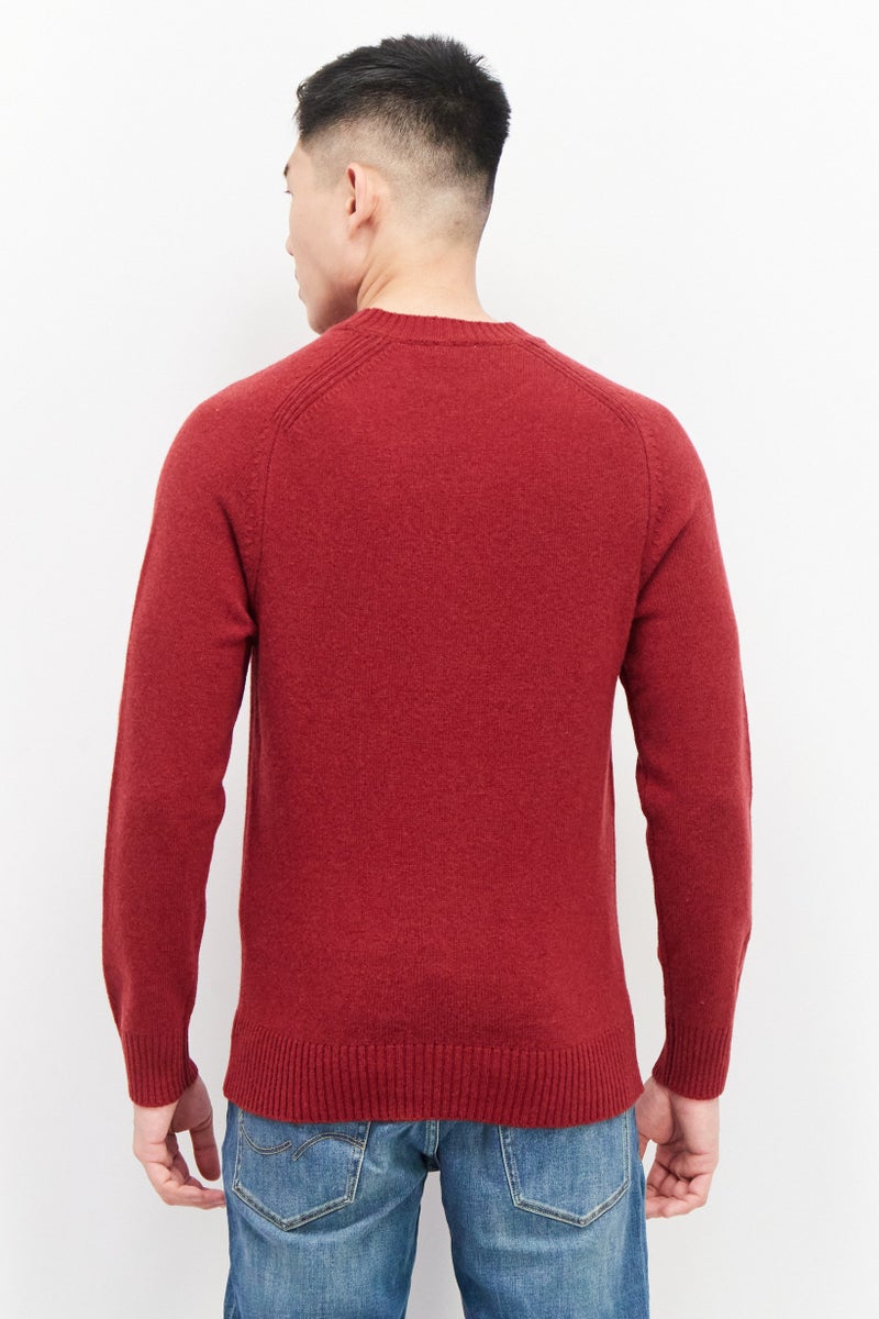 Celio Men Crew Neck Knitted Sweater, Red - Image 4