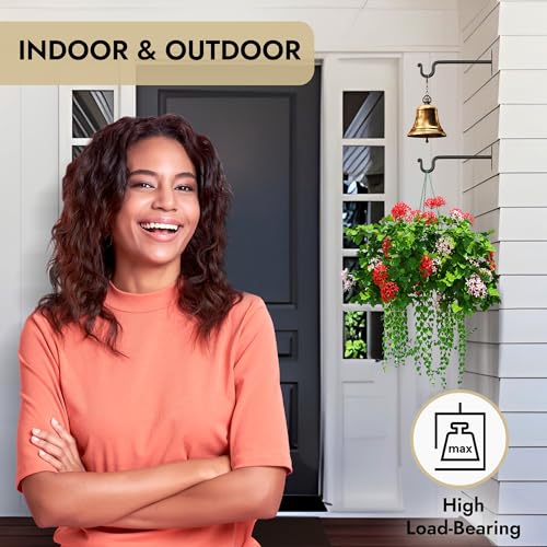 RTZEN Plant Hangers Outdoor or Indoor - Wrought Iron Metal Hanger Indoor Hook - Heavy Duty Wall Bracket Hooks for Hanging Plants Baskets Lanterns Wind Chimes - 2 Pack (Black Shepherds Hooks) - Image 4