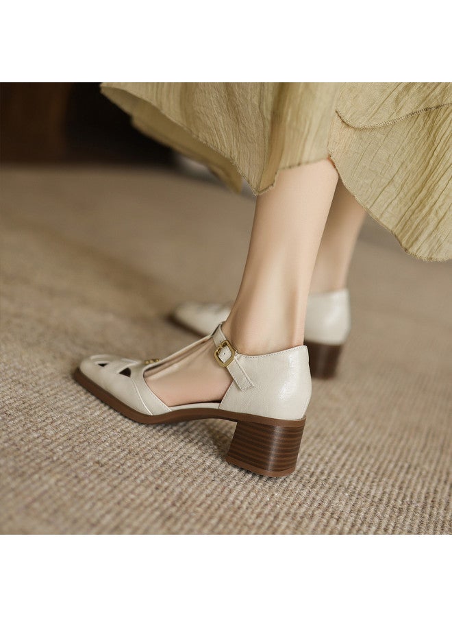 AME Retro Hong Kong Style Hollowed-out Sandals Women 2025 New Camellia Hollow Design Breathable Sandals Versatile Slimming - Image 4