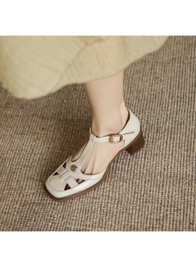 AME Retro Hong Kong Style Hollowed-out Sandals Women 2025 New Camellia Hollow Design Breathable Sandals Versatile Slimming - Image 3