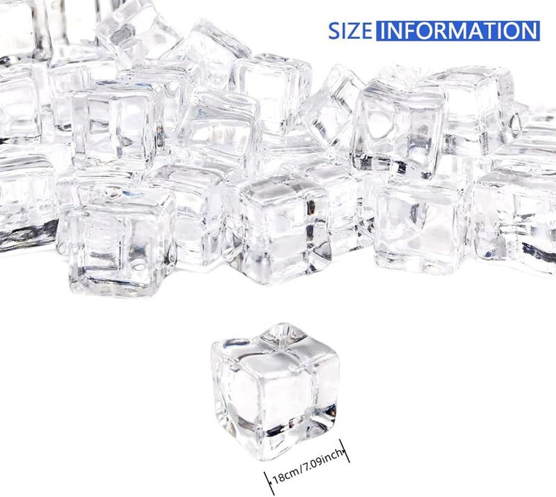 Zalaxt Fake Ice Cubes, 18 mm Fake Ice Rocks 100 pcs Acrylic Ice Rocks, Faux Ice Vase Fillers for Wedding Props - Image 3