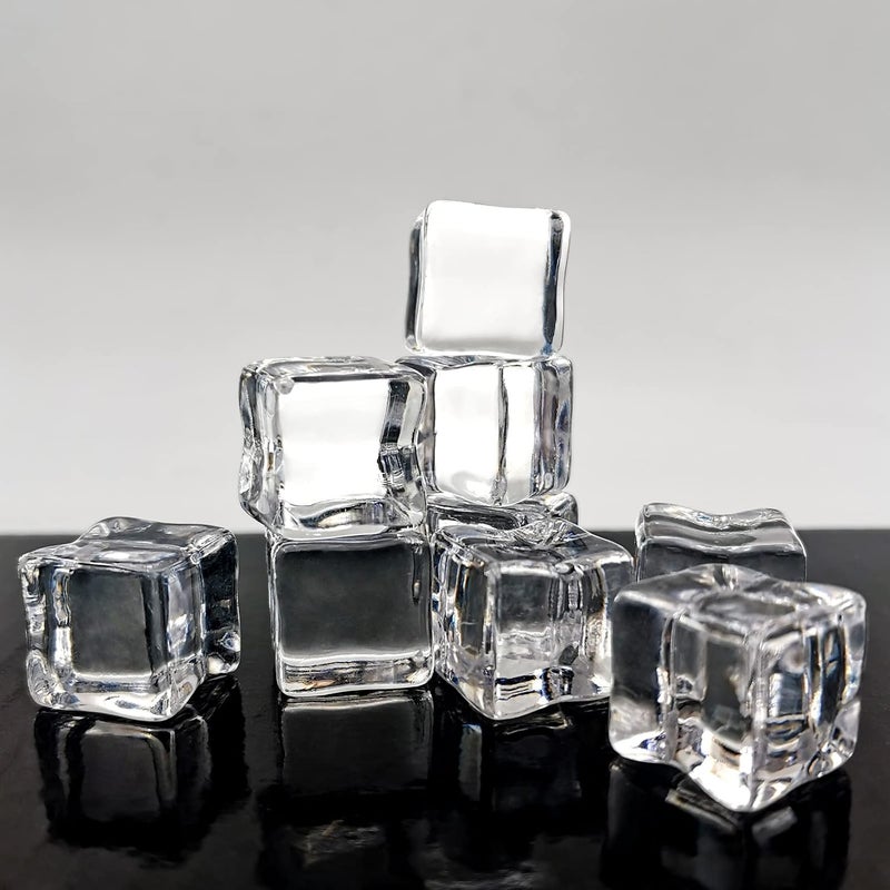 Zalaxt Fake Ice Cubes, 18 mm Fake Ice Rocks 100 pcs Acrylic Ice Rocks, Faux Ice Vase Fillers for Wedding Props - Image 2