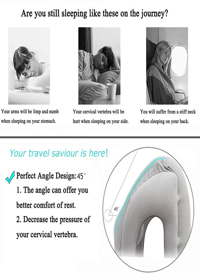 VinMas Inflatable Travel Pillow, Airplane Neck Pillow for Sleeping, Supports Head and Chin for Airplanes,Trains,Cars and Office Napping with 3D Eye Mask and Earplugs and Portable Drawstring Bag - Image 2