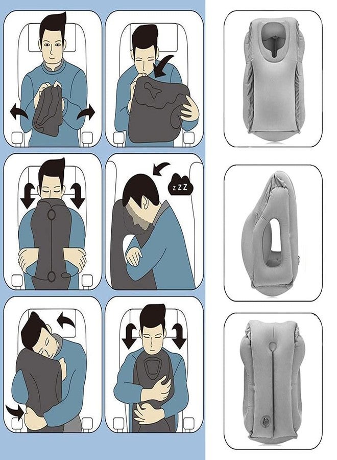 VinMas Inflatable Travel Pillow, Airplane Neck Pillow for Sleeping, Supports Head and Chin for Airplanes,Trains,Cars and Office Napping with 3D Eye Mask and Earplugs and Portable Drawstring Bag - Image 5