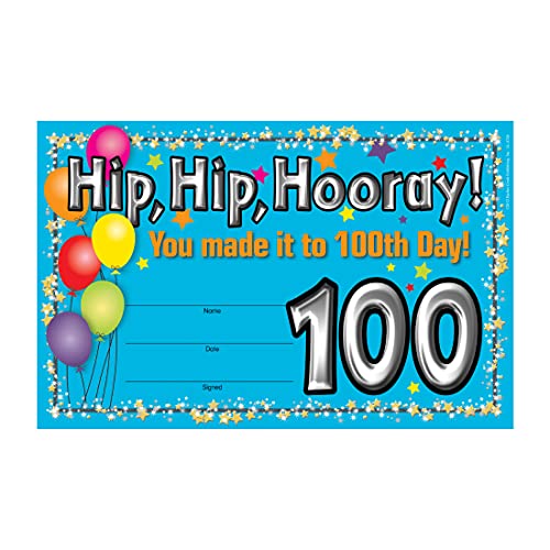 Barker Creek Recognition Awards, 100th Day, Celebrate Student Achievements with These Colorful Awards, 8.5" x 5.5", 30 Awards per Pkg (426) - Image 1