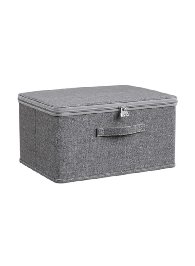 Storage Bin With Lock - Clothes Toys Fabric Organiser Box With Lid - Storage Bins With Zipper, Stackable Lockout Snacks Food Chest, Utility Container For Pants - Image 1