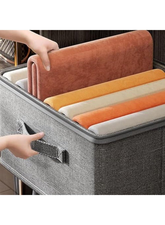 Storage Bin With Lock - Clothes Toys Fabric Organiser Box With Lid - Storage Bins With Zipper, Stackable Lockout Snacks Food Chest, Utility Container For Pants - Image 3