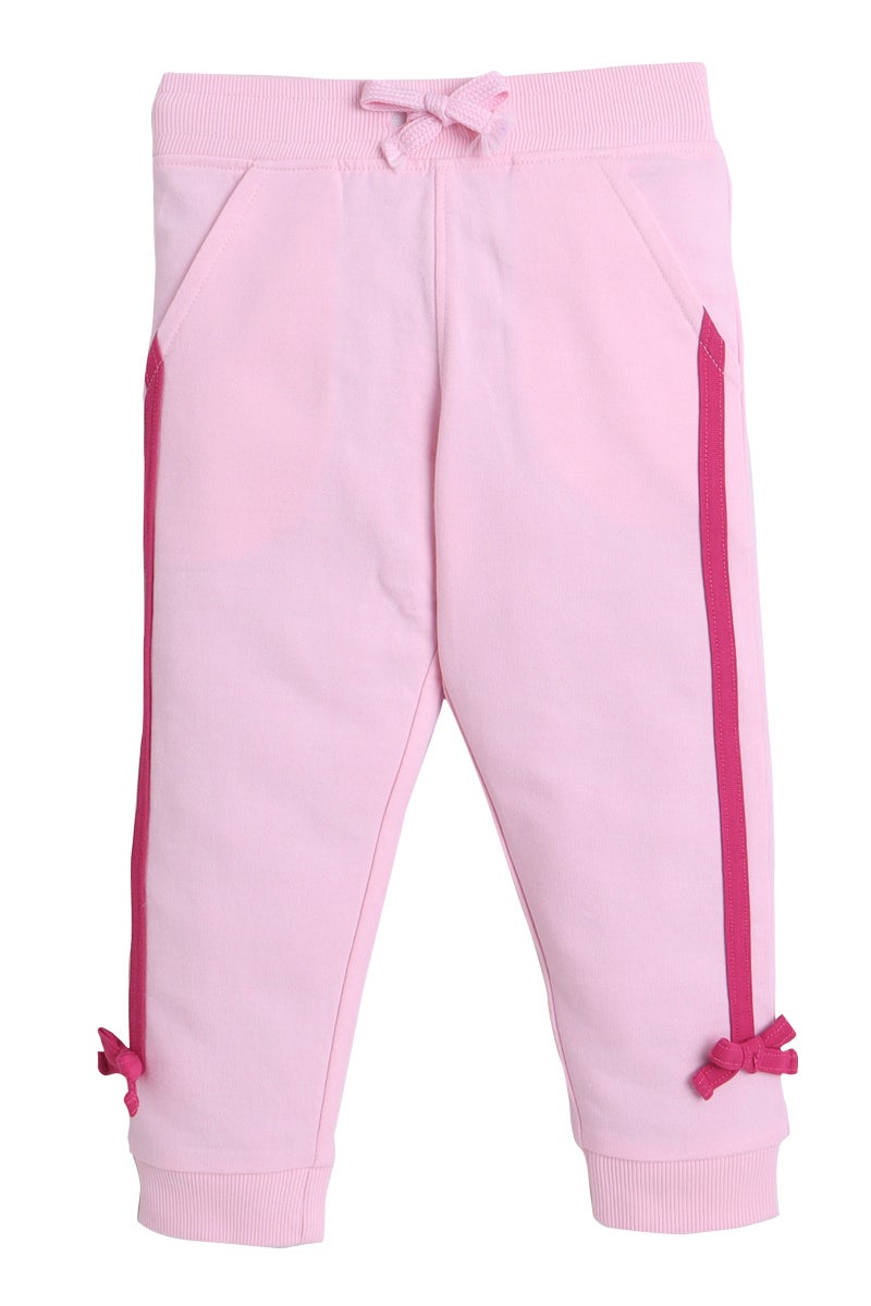 victor and jane Baby Girl Rose Appliqué Fleece Tracksuit – Pink 2-Piece Set - Image 5