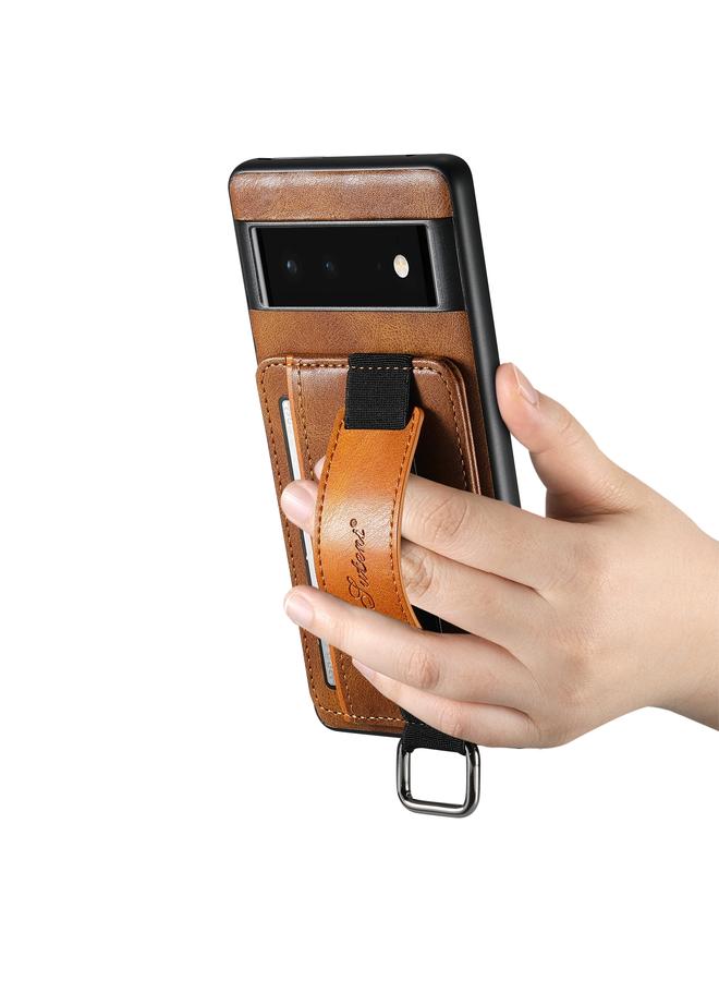 Suteni Case For Googel Pixel 6a H13 Card Wallet Wrist Strap Holder PU Phone Case - Image 3