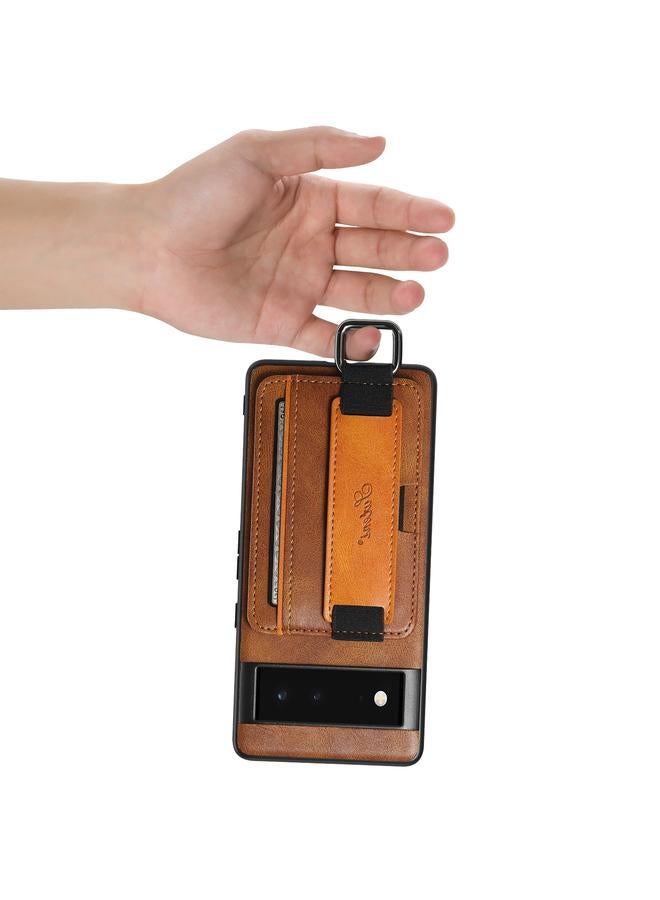 Suteni Case For Googel Pixel 6a H13 Card Wallet Wrist Strap Holder PU Phone Case - Image 5