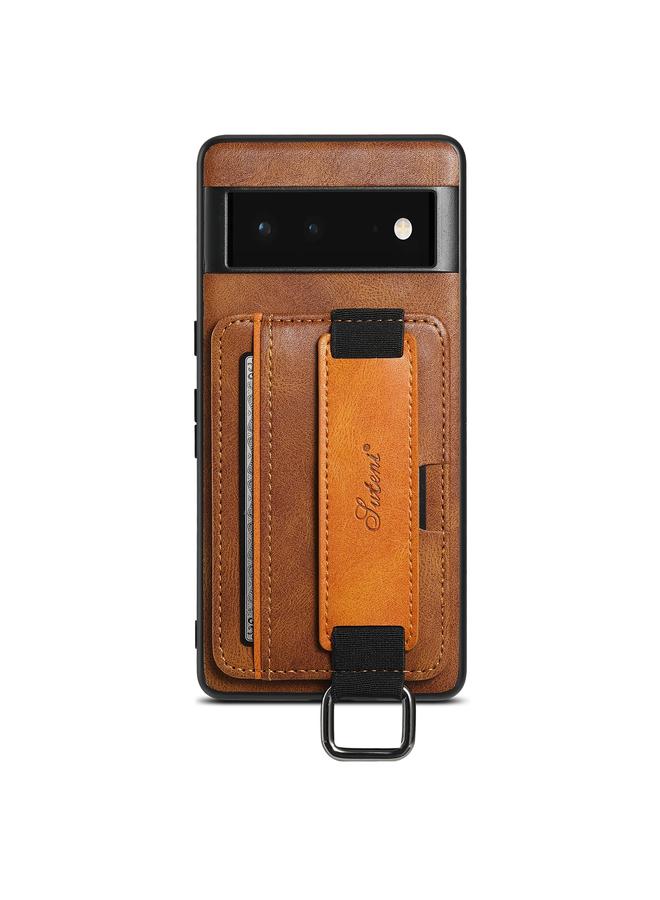 Suteni Case For Googel Pixel 6a H13 Card Wallet Wrist Strap Holder PU Phone Case - Image 2