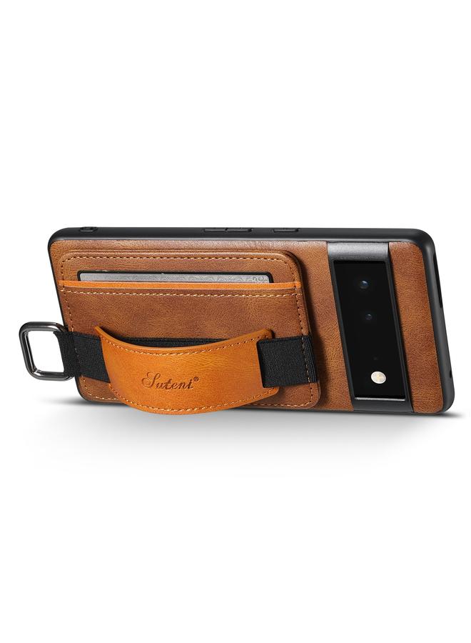 Suteni Case For Googel Pixel 6a H13 Card Wallet Wrist Strap Holder PU Phone Case - Image 4