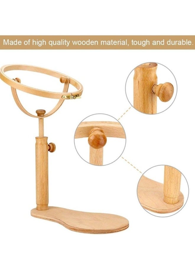 Adjustable Embroidery Stand Wooden Embroidery Stand Cross Stitch Hoop Ring Frame Sewing Tools for DIY Craft Sewing Needlepoint Frame Stand and Embroidery Project  - Image 3