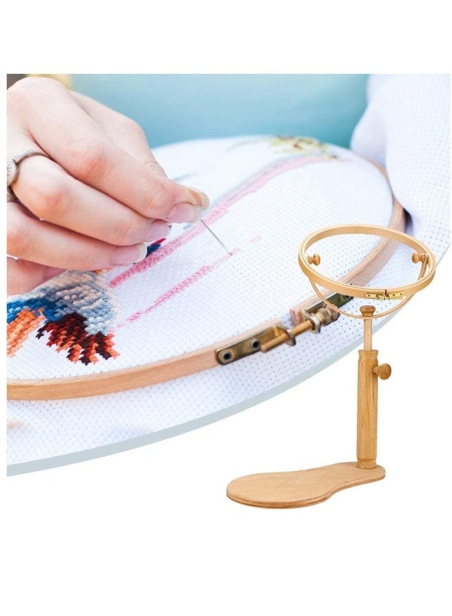 Adjustable Embroidery Stand Wooden Embroidery Stand Cross Stitch Hoop Ring Frame Sewing Tools for DIY Craft Sewing Needlepoint Frame Stand and Embroidery Project  - Image 4