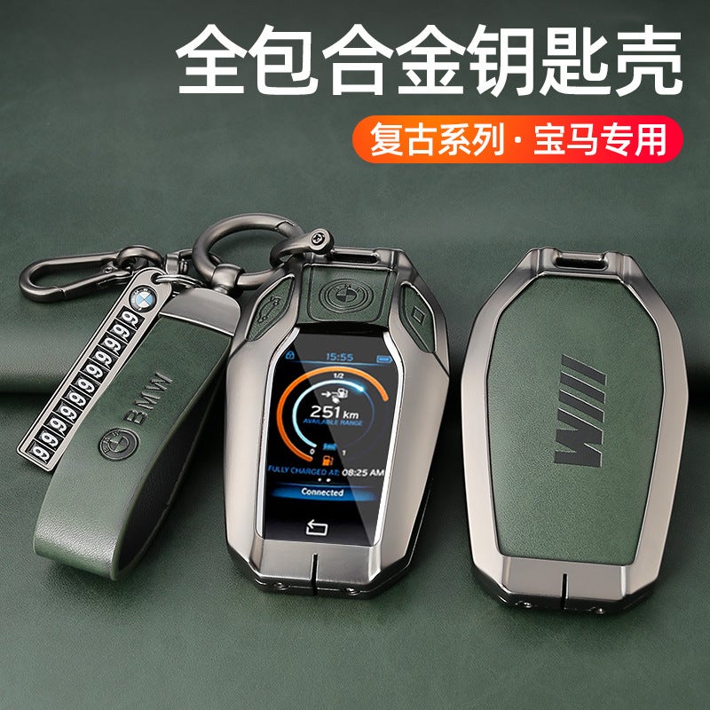 BMW Luxury TPU Key Case for BMW 7 Series, X5, X6, and More - Retro Style with Ostrich Leather - Image 2
