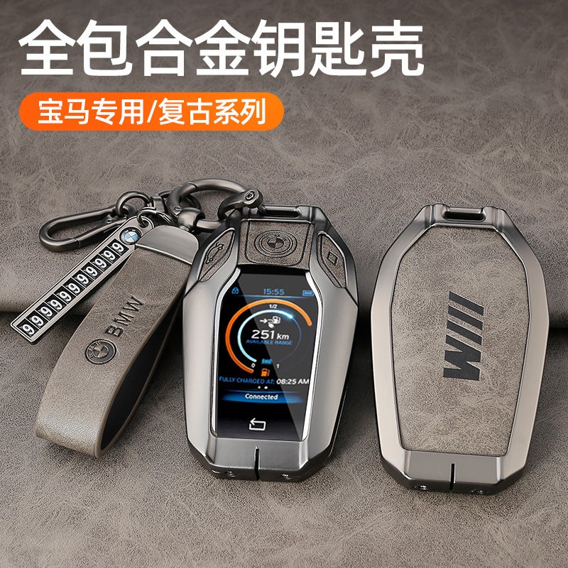 BMW Luxury TPU Key Case for BMW 7 Series, X5, X6, and More - Retro Style with Ostrich Leather - Image 3