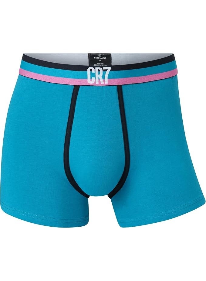 CR7 Men's Premium Cotton Trunks Underwear Pack of 2 | Soft Breathable Stretch Boxer Briefs | Multicolor (Black & Turquoise) | Comfortable Everyday Men's Innerwear - Image 3