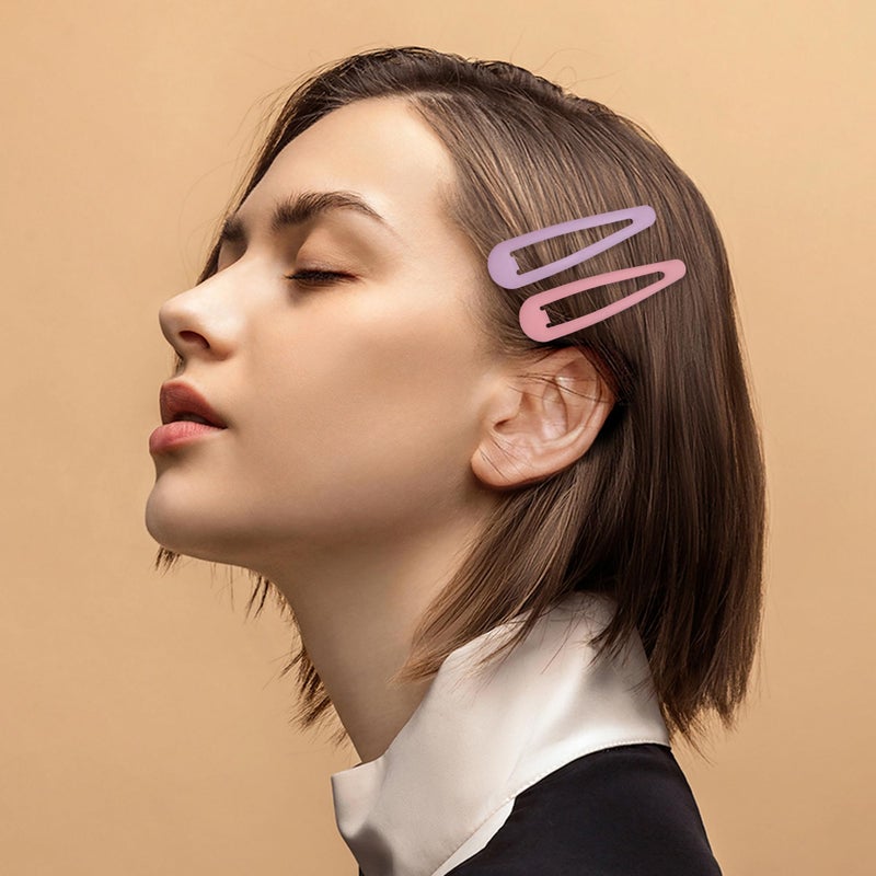 Cptots 24 PCS 2.36 In Metal Snap Hair Barrettes For Women Water Drop Shape Hair Clips For Thick Thin Fine Hair,Matte Mix Colors - Image 3