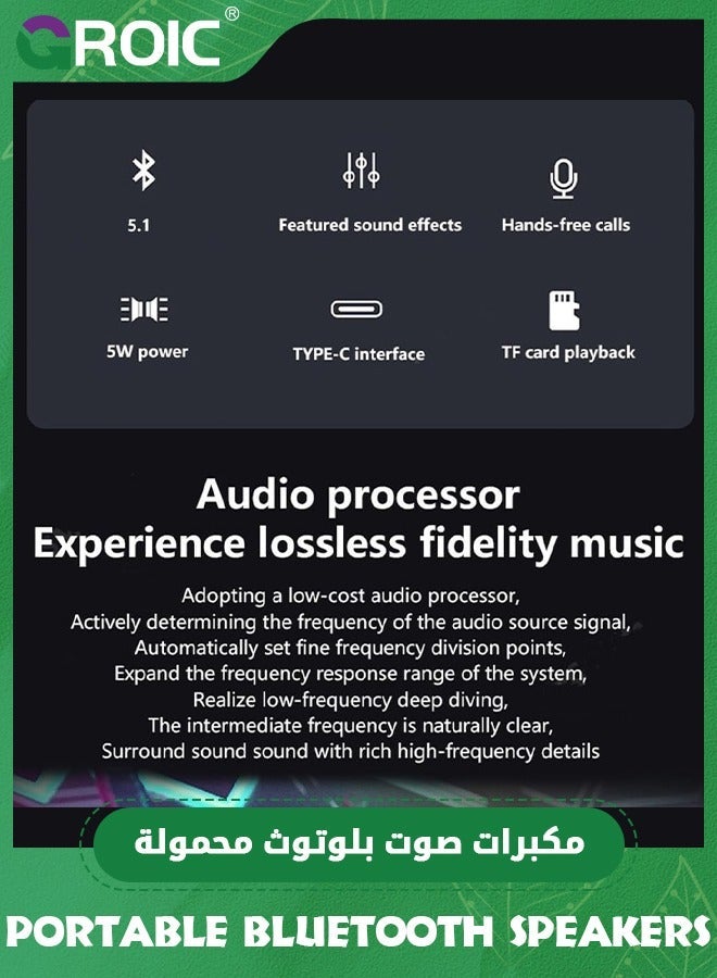 GROIC Portable Bluetooth Speaker, Mini Transparent Wireless Speakers, Supports TWS Pairing, TF Card, HD Sound Deep Bass, Waterproof Speaker for Home, Travel, Outdoor  - Image 3