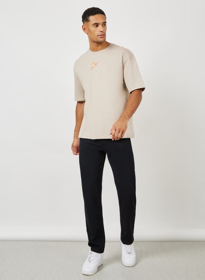 ستايلي تيشيرت تيري بطبعة كبيرة أمامية وخلفية - Image 3