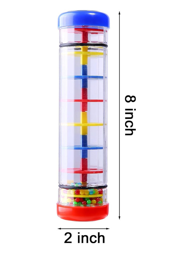 عبوتان من آلة Rainmaker الموسيقية Rain Stick للأطفال الصغار والأطفال الصغار، أنبوب خشخيشة لسقوط الأمطار مقاس 8 بوصات