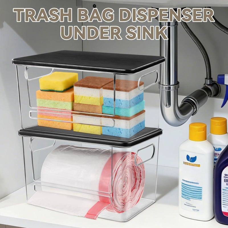 Hiitytin Trash Bag Dispenser, Trash Bag Holder Dispenser with Bamboo Top, Extra Large Garbage Bag Holder Dispenser Trash Bag Organizer Under Sink for Kitchen, Pantry, Laundry Room - Image 4