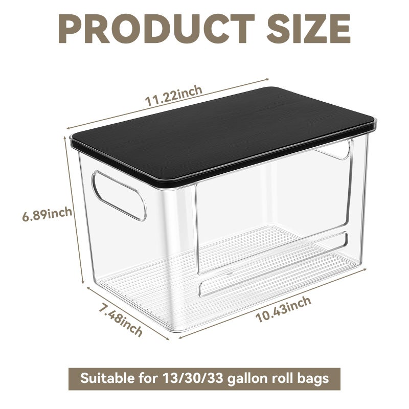 Hiitytin Trash Bag Dispenser, Trash Bag Holder Dispenser with Bamboo Top, Extra Large Garbage Bag Holder Dispenser Trash Bag Organizer Under Sink for Kitchen, Pantry, Laundry Room - Image 2
