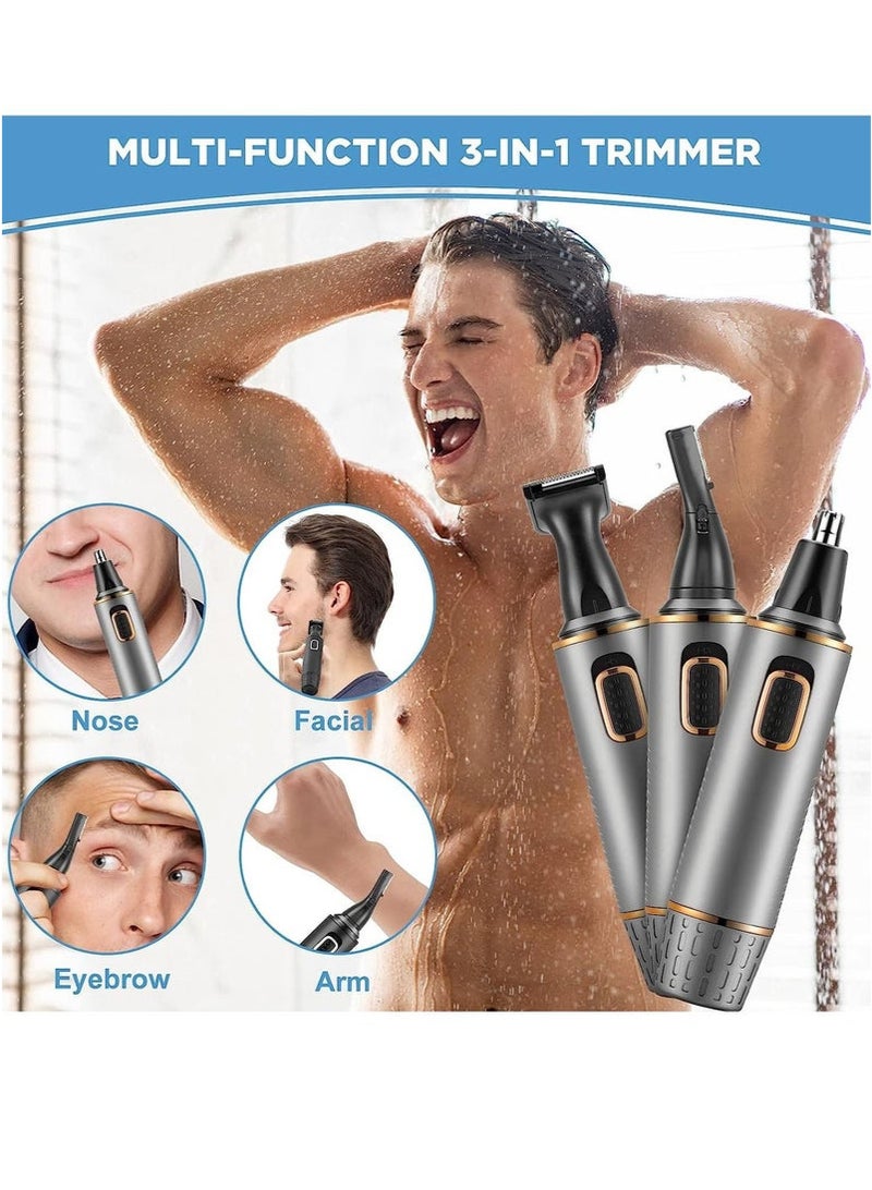 آلة تقطيع شعر الأذن والأنف,آلة تقطيع متعددة الاستخدامات القابلة لإعادة الشحن 3 في 1 للرجال آلة الحلاقة الكهربائية المهنية للأنف الأذن اللحية شعر الوجه آلة تقطيع شعر الجسم للرجال,الاستخدام الرطب أو الجاف - Image 3