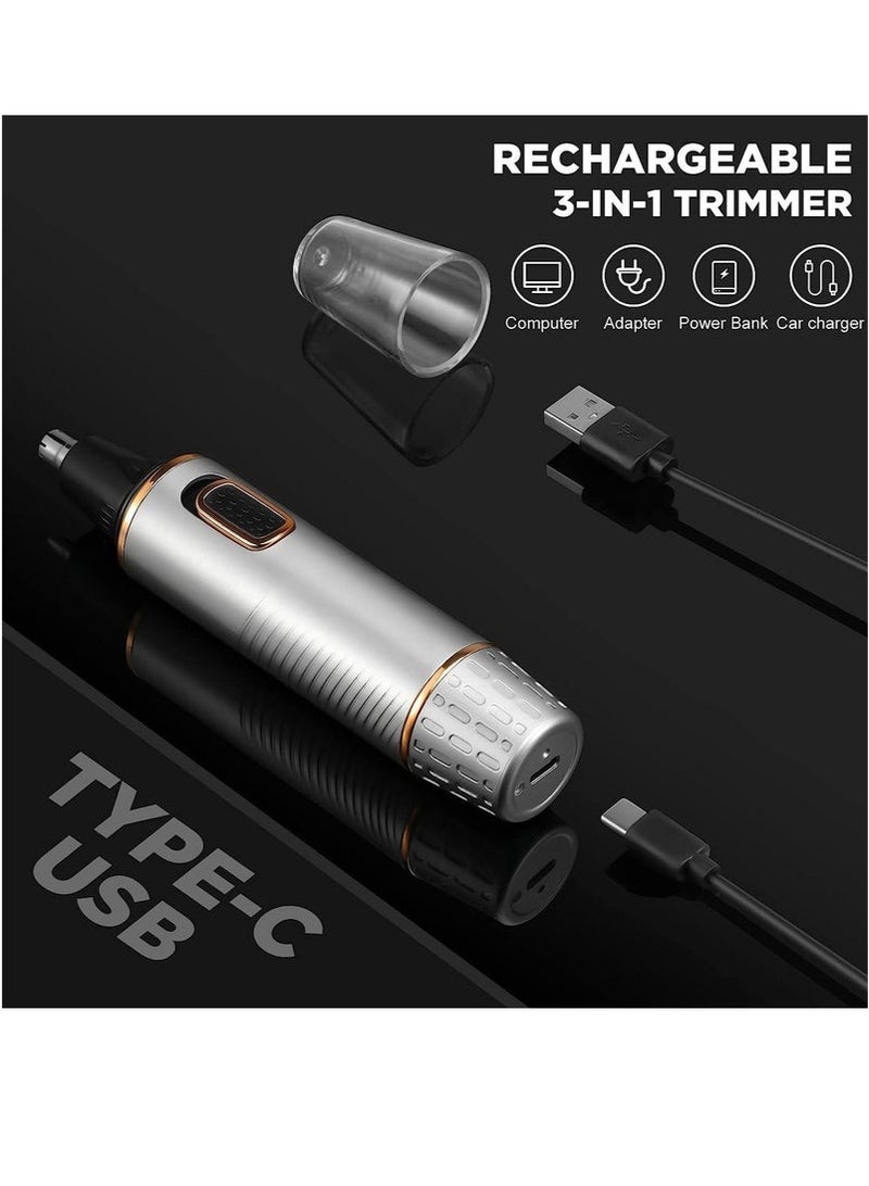 آلة تقطيع شعر الأذن والأنف,آلة تقطيع متعددة الاستخدامات القابلة لإعادة الشحن 3 في 1 للرجال آلة الحلاقة الكهربائية المهنية للأنف الأذن اللحية شعر الوجه آلة تقطيع شعر الجسم للرجال,الاستخدام الرطب أو الجاف - Image 5