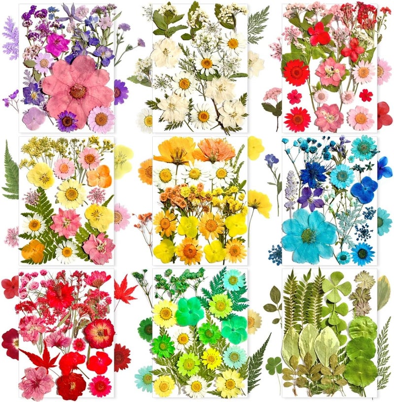 MIKIYA 182Pcs Dried Pressed Flowers for Resin Molds, Assorted Real Natural Bulk Dry Floral Leaves for DIY Art Crafts, Epoxy Jewelry, Candle, Soap Making, Nails Decors Gifts - Image 1