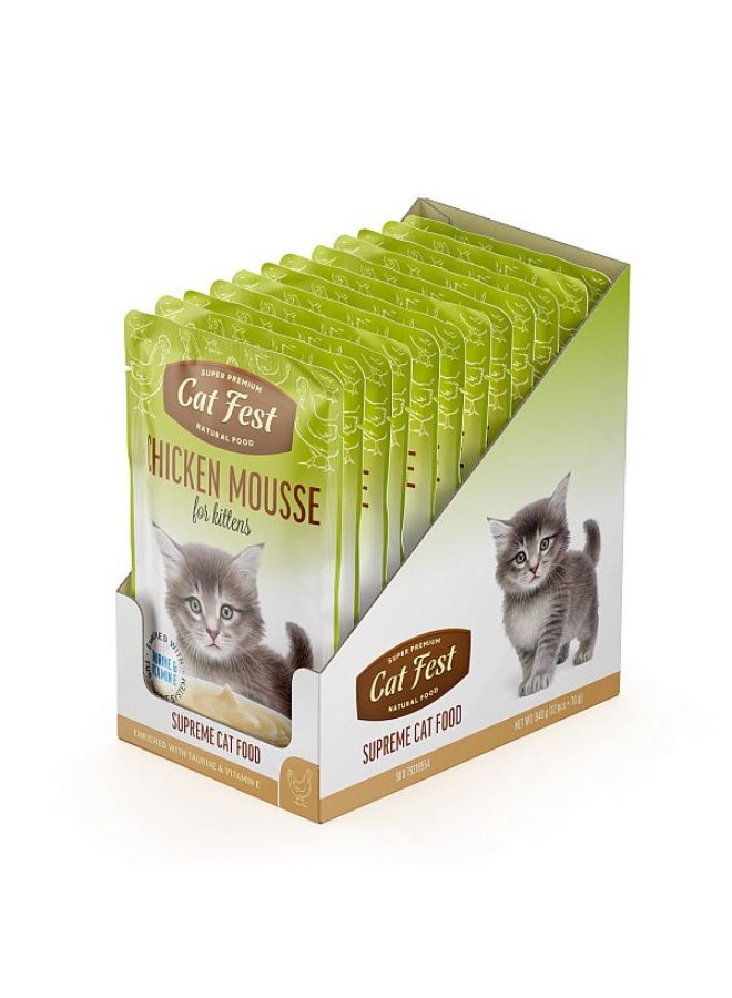 كات فيست موس دجاج كات فيست للقطط الصغيرة 70 غرام × 12 عبوة - Image 1