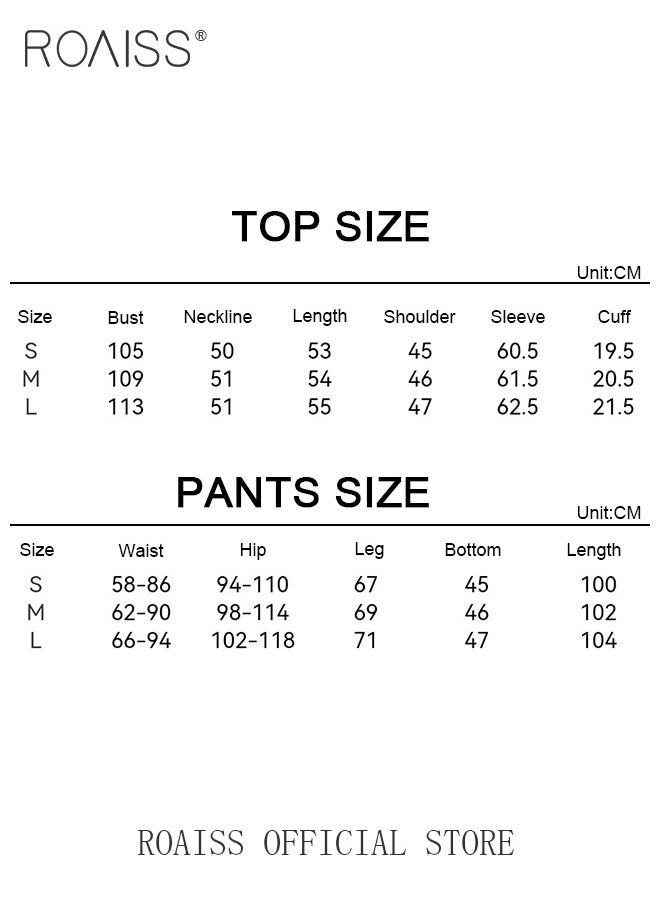 Women 2 Piece Casual Sportswear Set Round Neck Long Sleeve Top with Irregular Hem & Loose Fit Wide Leg Straight Pants Classic and Timeless Solid Color Design Loose Fit to Enhance the Figure - pzsku/Z802755B7896E0206A612Z/45/_/1721728606/08eda823-09f3-407d-9c67-38dc57da741c