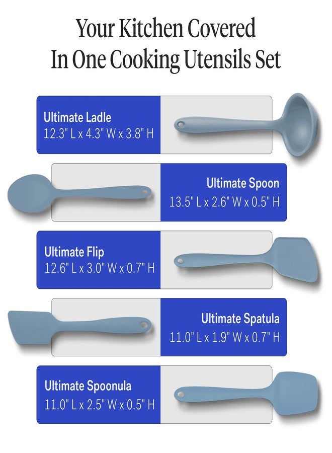 GIR: Get It Right 5-Piece Silicone Ultimate Kitchen utensils set - Ladle, Spatula, Flip, Spoon & Spoonula - Non toxic cooking utensils for Nonstick Cookware, Cooking and Baking - Slate - Image 4
