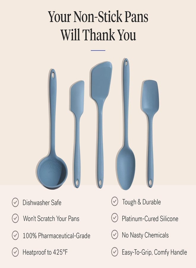 GIR: Get It Right 5-Piece Silicone Ultimate Kitchen utensils set - Ladle, Spatula, Flip, Spoon & Spoonula - Non toxic cooking utensils for Nonstick Cookware, Cooking and Baking - Slate - Image 5