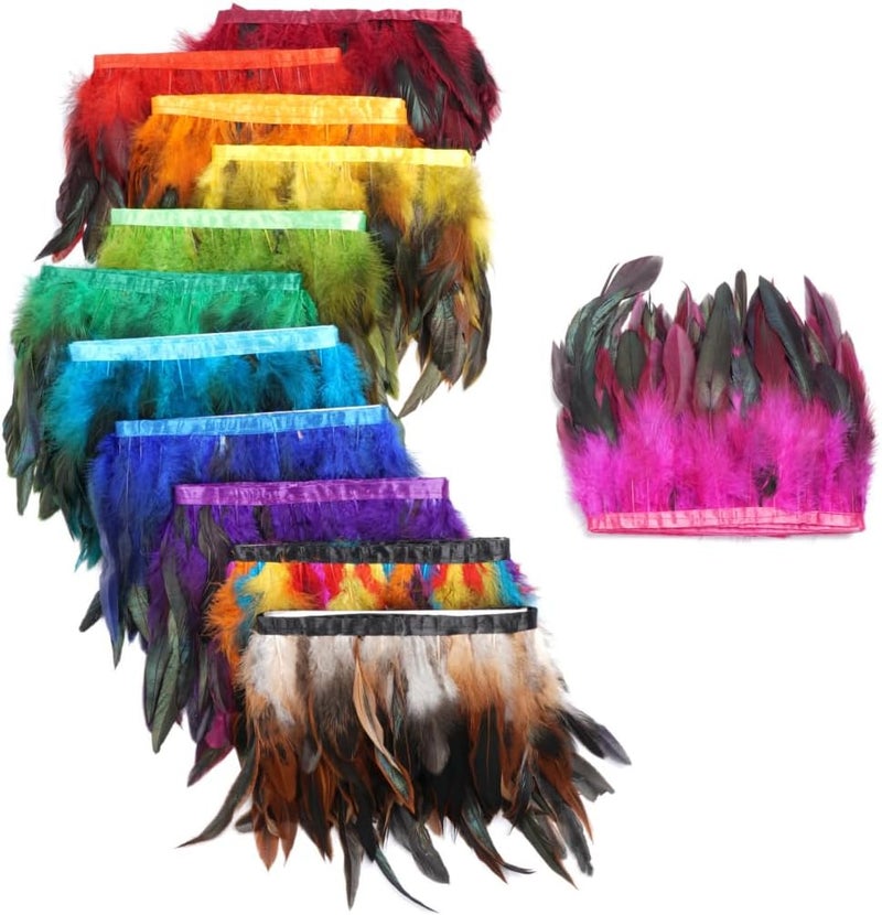 Shekyeon 2yards Rooster Feather Fringe Trim for Costume Decoration (Fuchsia) - Image 4