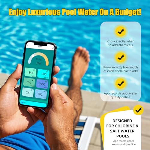 Yewhick Smart Pool Monitor with Gateway, Profession Salt Water Pool Testing kit for Swimming Pool, 7 in 1 Chlorine Salinity ORP Monitor for Aquarium Sodium Chloride Swimming Pools Hot Tub Spas - Image 5